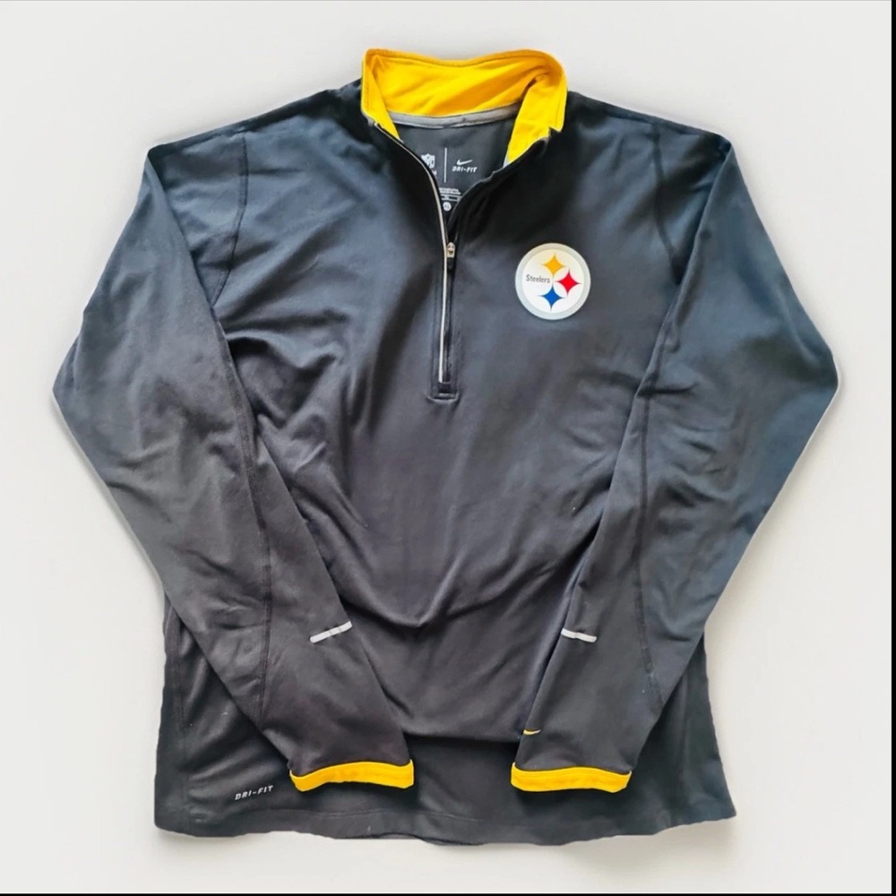Pittsburgh Steelers Nike Dri-Fit Quarter Zip Pullover Athletic Thumb Holes Sz XL